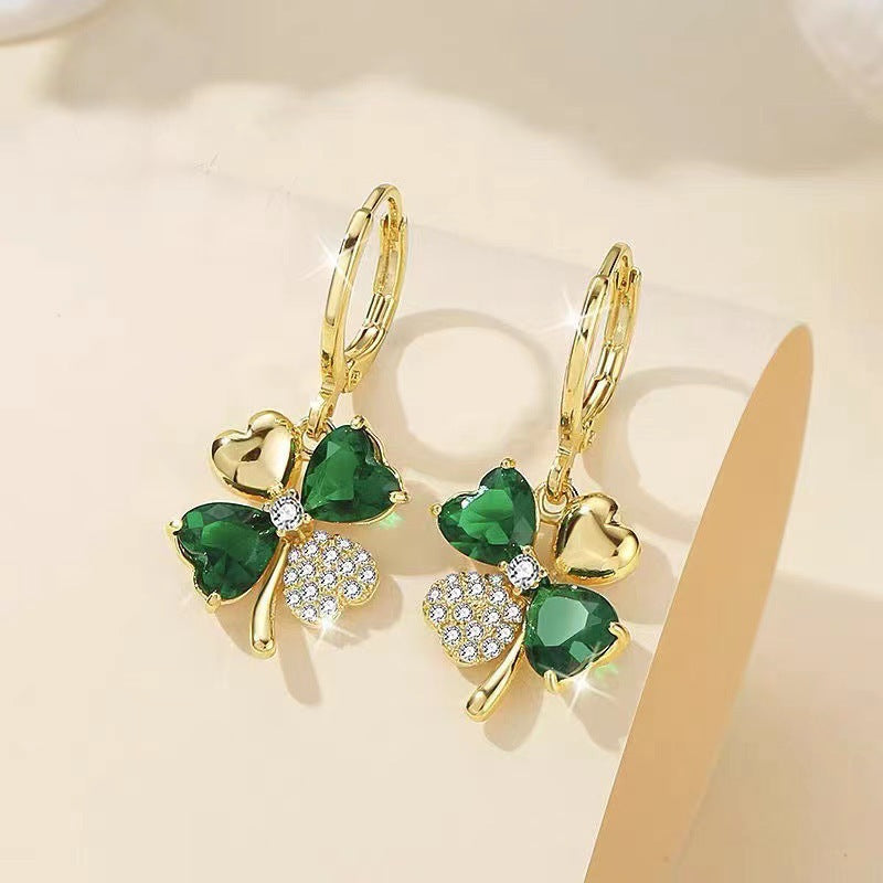 Wholesale S925 silver needle leaf rose small fresh flower earrings